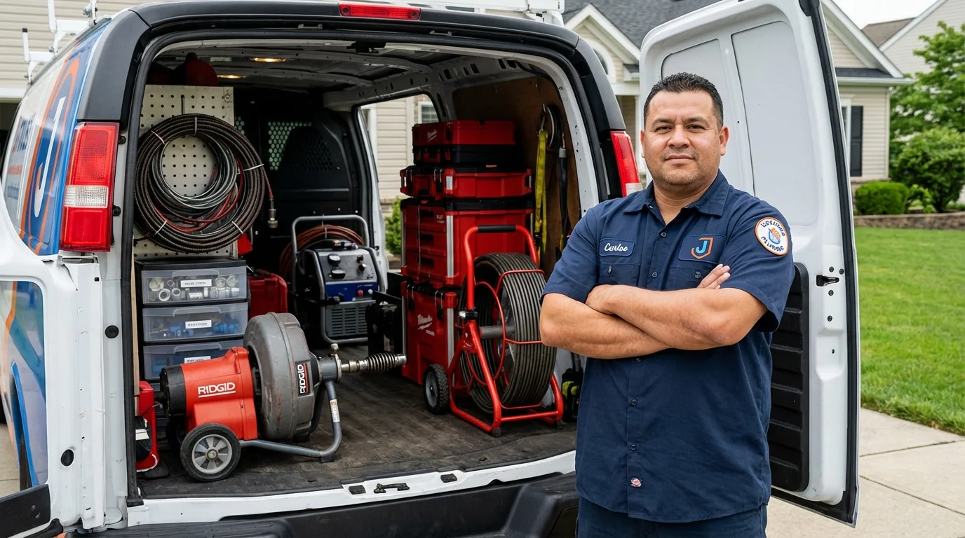 Professional drain cleaning equipment and Johns Plumbing LLC plumber in Port Neches