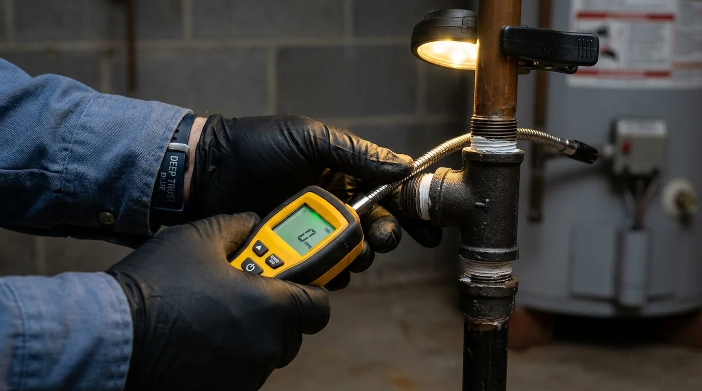 Gas leak detection with electronic sniffer by Johns Plumbing LLC in Port Neches