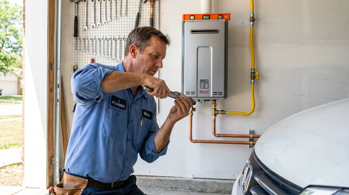 Tankless water heater installation by a Johns Plumbing LLC plumber in Port Neches